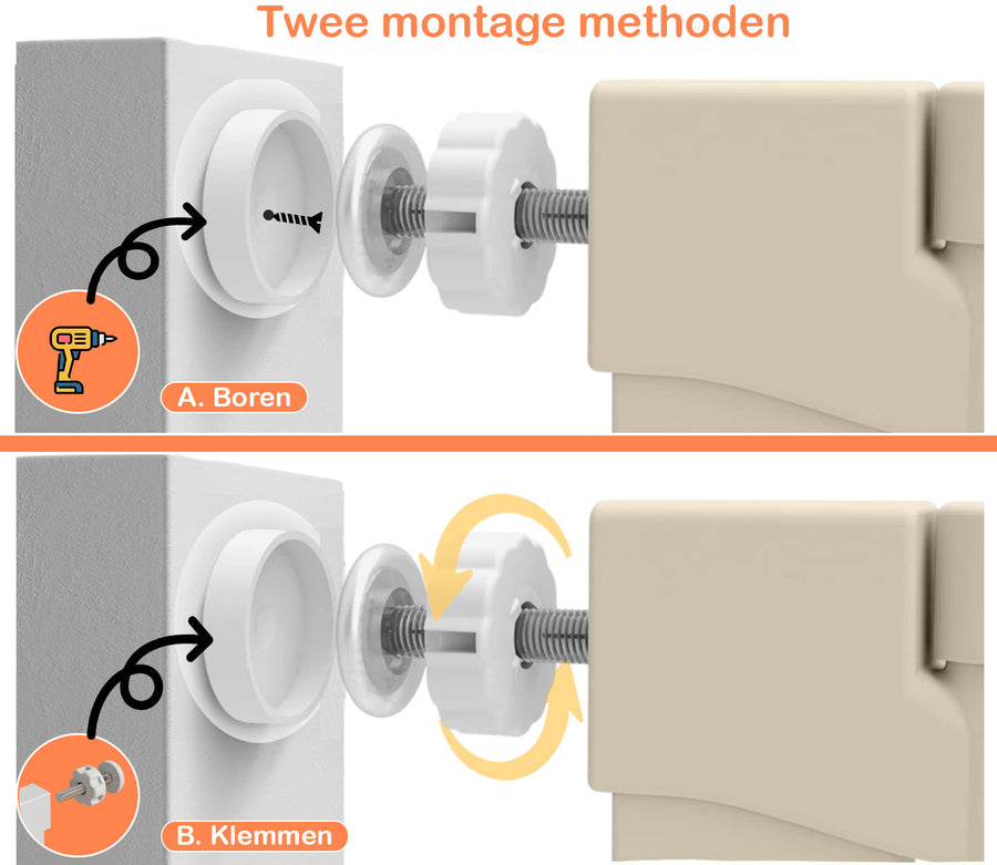 Simanti metalen traphekje zonder boren beige in gebruik