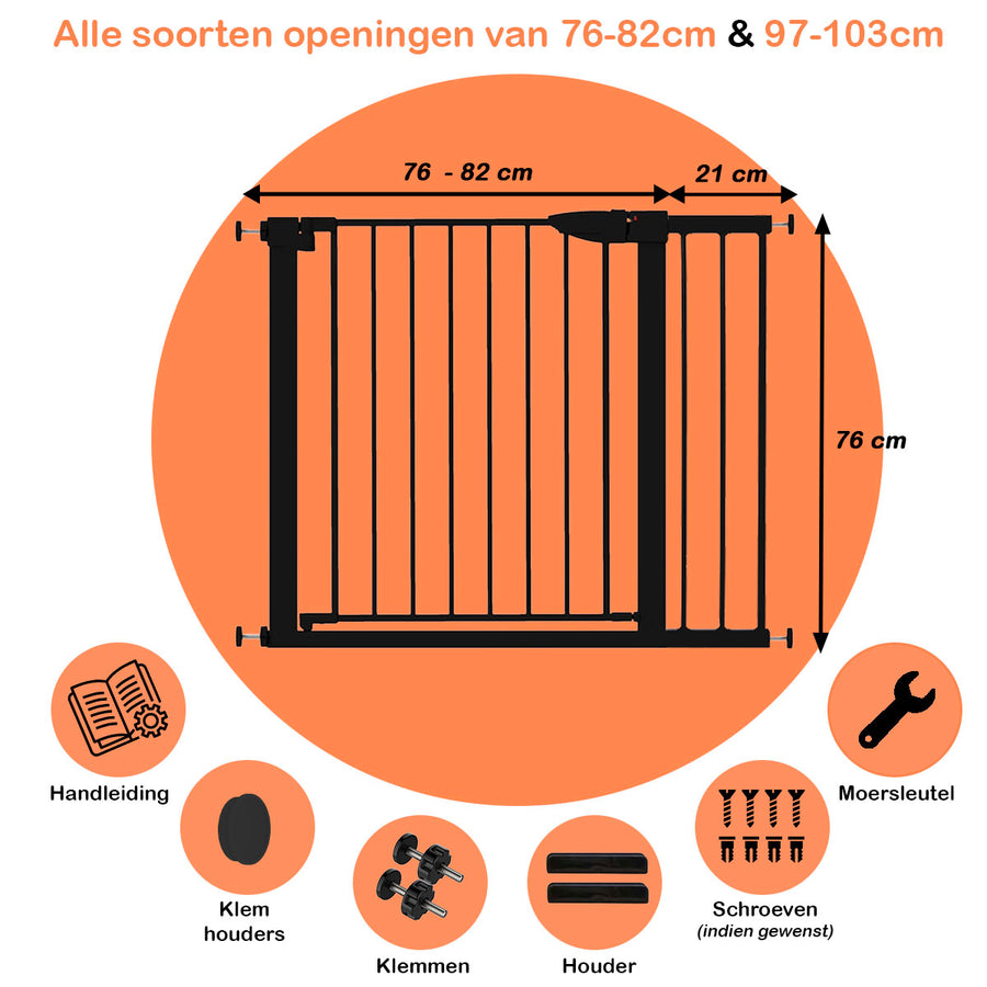 Simanti metalen traphekje zonder boren zwart 103 cm